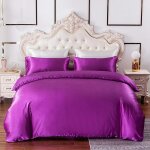 Parure de lit en satin lisse de x cm, couleur unie brillante, pour l'��t��, housse de couette en imitation ...