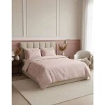 Parure de lit saumon et blanc en coton renforc� 140 x 200 cm + taie 60 x 60 cm