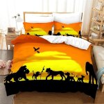 Parure de lit simba et le roi lion, housse de couette et taie d'oreiller, motif dessin anime, pour garcon ...