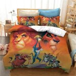 Parure de lit simba et le roi lion, housse de couette et taie d'oreiller, motif dessin anime, pour garcon ...