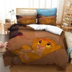 Parure de lit simba et le roi lion, housse de couette et taie d'oreiller, motif dessin anime, pour garcon ...