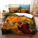 Parure de lit simba et le roi lion, housse de couette et taie d'oreiller, motif dessin anime, pour garcon ...
