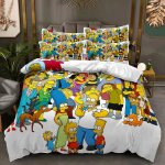 Parures de lit simpsons, housses de couette et taies d'oreiller bart - lisa king size pour enfants et ...