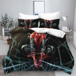 Parure de lit spider - man avec housse de couette et motif dessin anime 3d pour enfants, 100 % polyester, ...