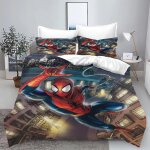 Parure de lit spider - man avec housse de couette et motif dessin anime 3d pour enfants, 100 % polyester, ...