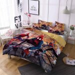 Parure de lit spiderman, 100 % coton a fibres longues, respirante, l�g�re, avec fermeture a boutons dissimul�s ...