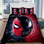 Parure de lit spiderman avec housse de couette et taie d'oreiller motif dessin anime