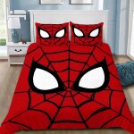 Parure de lit spiderman avec housse de couette et taie d'oreiller motif dessin anime