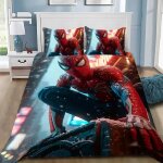 Parure de lit spiderman avec housse de couette et taie d'oreiller motif dessin anime