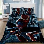 Parure de lit spiderman avec housse de couette et taie d'oreiller motif dessin anime