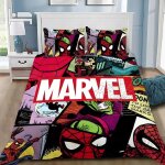 Parure de lit spiderman avec housse de couette et taie d'oreiller motif dessin anime