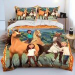 Parure de lit spirit riding free horses, housse de couette pour enfants, motif chevaux de dessin anime, ...