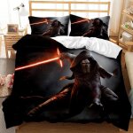 Parure de lit star wars eu - vv, housse de couette en microfibre, fermeture eclair et 2 taies d'oreiller, ...