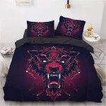 Parure de lit ste - x en coton noir, motif animaux cool, housse de couette 135 x 200 cm et 2 taies d'oreiller ...