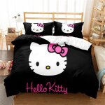 Parure de lit ste - x hello kitty - housse de couette 100 % coton lav�, respirante, durable et douce ...