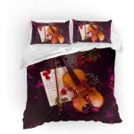 Parure de lit ste - x avec housse de couette et taie d'oreiller en polyester et coton, motif musical ...