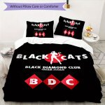 Parure de lit et taie d'oreiller tendance black cats 1 housse de couette + 2 taies d'oreiller, motif ...