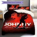 Parure de lit a theme johnny hallyday rock 'n' roll attitude avec housse de couette et taies d'oreiller, ...