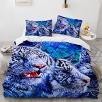 Parures de lit tigre animal house de couette cm x cm moelleux polyester coton housse de couette x ado ...