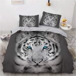 Parure de lit tigre d, motif imprim��, parure de lit en polyester, ��toile, multicolore, tigre blanc, ...