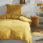 Parure de lit - today - 123333 - 1 personne - 140x200 cm - gaze de coton unie - ocre