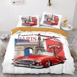 Parure de lit tour eiffel et arc de triomphe, impression 3d, housse de couette confortable, taie d'oreiller, ...