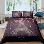 Parure de lit tour eiffel paris fashoin 3d imprim� queen king size housse de couette avec taies d'oreiller ...