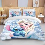Parure de lit vaiana frozen pour filles, housse de couette et taie d'oreiller, motif princesse stitch, ...