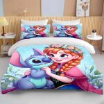 Parure de lit vaiana frozen pour filles, housse de couette et taie d'oreiller, motif princesse stitch, ...