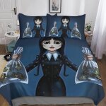 Parure de lit wednesday addams avec housse de couette et housse de couette pour enfant mercredi addams ...