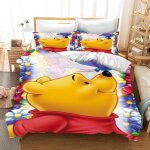 Parure de lit winnie l'ourson pour enfants, 100 % polyester, imprimee, motif dessin anime mignon