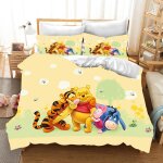 Parure de lit winnie l'ourson pour enfants, 100 % polyester, imprimee, motif dessin anime mignon