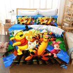 Parure de lit winnie l'ourson pour enfants, 100 % polyester, imprimee, motif dessin anime mignon