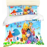 Parure de lit winnie l'ourson - housse de couette en microfibre avec fermeture ��clair et taie d'oreiller ...