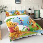 Parure de lit winnie l'ourson avec housse de couette et taie d'oreiller 3d pour enfant, universelle et ...