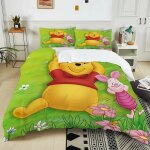 Parure de lit winnie l'ourson, housse de couette et taie d'oreiller, motif dessin anime, impression 3d, ...