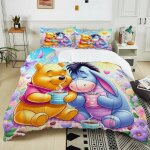 Parure de lit winnie l'ourson, housse de couette et taie d'oreiller, motif dessin anime, impression 3d, ...