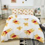 Parure de lit winnie l'ourson, housse de couette et taie d'oreiller, motif dessin anime, impression 3d, ...