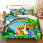 Parure de lit winnie l'ourson et tigrou, housse de couette de luxe, king size, en coton, imprime dessin ...