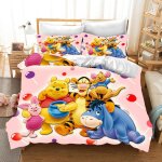 Parure de lit winnie l'ourson et tigrou, housse de couette de luxe, king size, en coton, imprime dessin ...