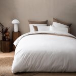 Parure de lit x cm pliss�� tendance housse de couette x + taies d'oreiller x cm % percale de coton bio ...