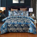 Parure de lit x cm en satin or jacquard, motif floral, housse de couette de luxe romantique, avec fermeture ...
