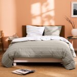 Parure de lit x cm stripes imprim��e r��versible % coton oeko - tex housse de couette x cm + taies d'oreiller ...