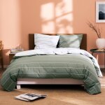 Parure de lit x cm stripes imprim��e r��versible % coton oeko - tex housse de couette x cm + taie d'oreiller ...