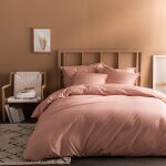 Parure de lit x cm cm unie coton lav�� % coton lav�� oeko - tex housse de couette x cm + taies d'oreiller ...