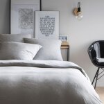 Parure de lit x cm unie jersey housse de couette x cm + taies d'oreiller x cm % coton gris chin�� fermeture ...