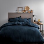 Parure de lit x cm unie lin lav�� % lin lav�� oeko - tex housse de couette x + taies d'oreiller x cm ...