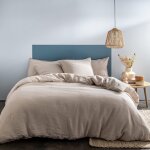Parure de lit x cm unie lin lav�� % lin lav�� oeko - tex housse de couette x + taies d'oreiller x cm ...