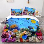 Parure de lit x doux confortable parures de lit microfibre housse de couette ocean mer x cm + x taies ...