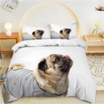 Parure de lit x enfant blanc, chien carlin housse de couette x microfibre housse couette personne avec ...